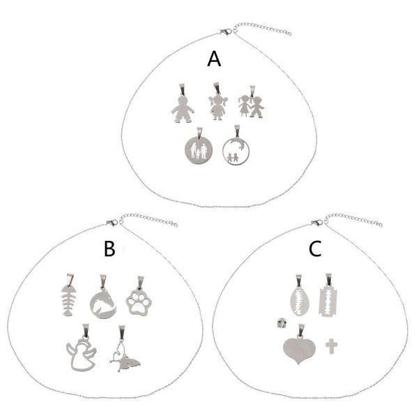 5pcs family son daughter stainless steel necklace heart shell butterfly cross pendant necklace fashion jewelry unisex, Silver
5pcs family son daughter stainless steel necklace heart shell butterfly cross pendant necklace fashion jewelry unisex, Silver