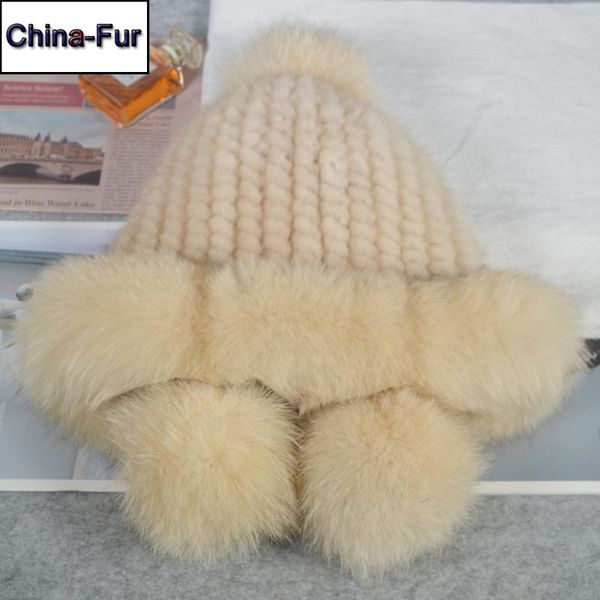 lady winter outdoor knit real genuine fur balls hats women windproof real caps beanies hat skullies, Blue;gray
lady winter outdoor knit real genuine fur balls hats women windproof real caps beanies hat skullies, Blue;gray