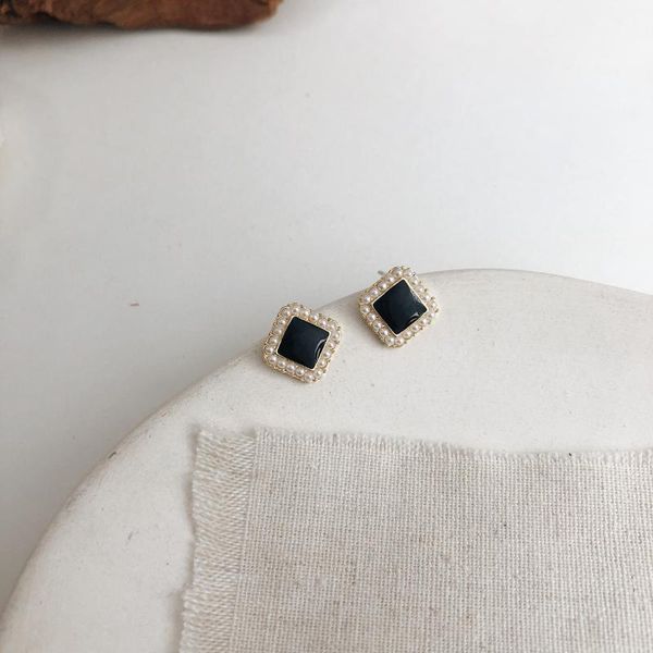 new arrival black square pearl filler stud earrings for women elegant graceful piercing earrings party trendy jewelry gifts, Golden;silver
new arrival black square pearl filler stud earrings for women elegant graceful piercing earrings party trendy jewelry gifts, Golden;silver
