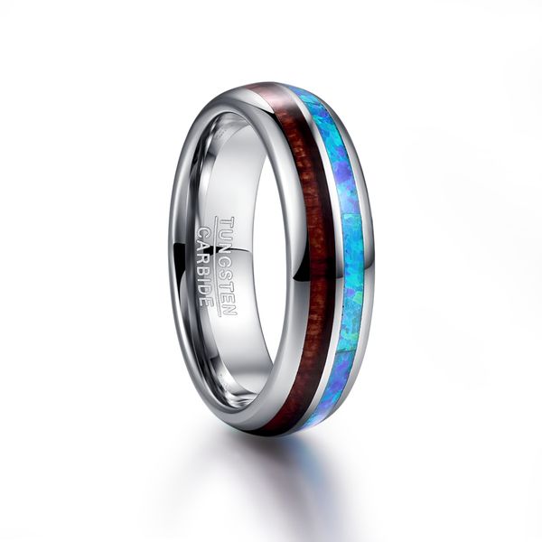 6mm wide dome steel polished inlaid blue opal acacia wood tungsten ring usa size 6-12, Silver
6mm wide dome steel polished inlaid blue opal acacia wood tungsten ring usa size 6-12, Silver