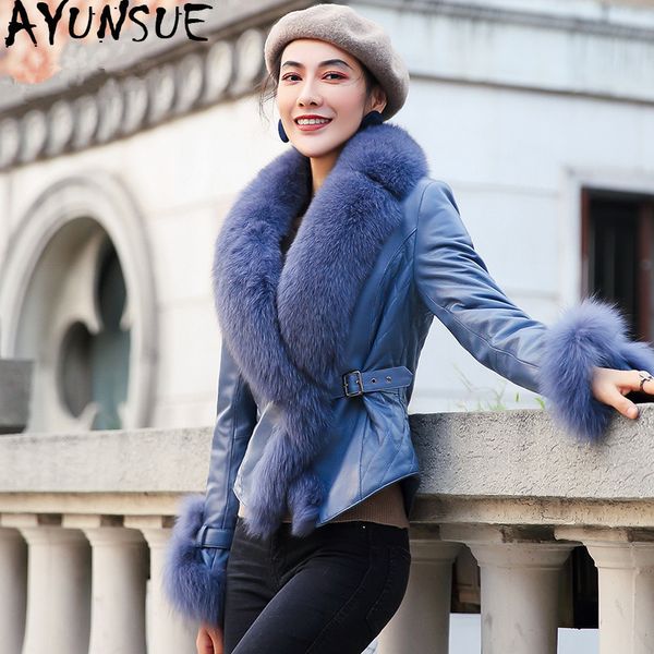 women's leather & faux ayunsue winter jacket women genuine sheepskin coat fur collar down jackets for real chaqueta mujer my, Black
women's leather & faux ayunsue winter jacket women genuine sheepskin coat fur collar down jackets for real chaqueta mujer my, Black