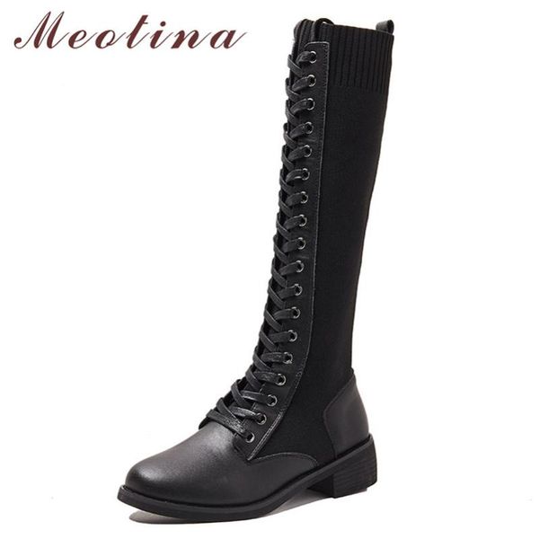 meotina winter knee high boots women natural genuine leather thick heel long boots lace up round toe shoes lady fall size 35-39, Black
meotina winter knee high boots women natural genuine leather thick heel long boots lace up round toe shoes lady fall size 35-39, Black