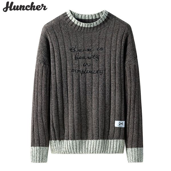 men's sweaters huncher mens knitted sweater men 2021 autumn oversized knit pullover korean fashion patchwork casual jumpers for, White;black
men's sweaters huncher mens knitted sweater men 2021 autumn oversized knit pullover korean fashion patchwork casual jumpers for, White;black
