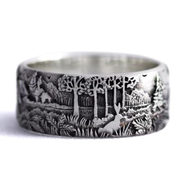 vintage silver color women cute forest random pattern ring wedding jewelry gift size 6-10, Slivery;golden
vintage silver color women cute forest random pattern ring wedding jewelry gift size 6-10, Slivery;golden