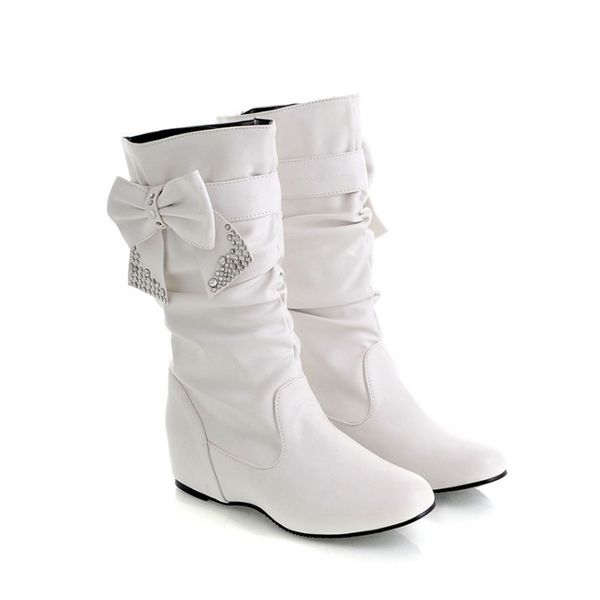 new fashion white mid-calf boots for women heel increasing white shoes spring/summer boots shoes woman, Black
new fashion white mid-calf boots for women heel increasing white shoes spring/summer boots shoes woman, Black