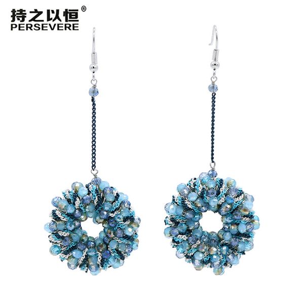 handmade crystal beaded circle dangling drop long earrings for women party wedding bohemian jewelry accessories, Silver
handmade crystal beaded circle dangling drop long earrings for women party wedding bohemian jewelry accessories, Silver