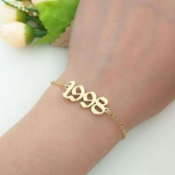 charm bracelets old english number bracelet stainless steel custom special year1997 1998 1999 for women birthday date gift wholesale, Golden;silver
charm bracelets old english number bracelet stainless steel custom special year1997 1998 1999 for women birthday date gift wholesale, Golden;silver