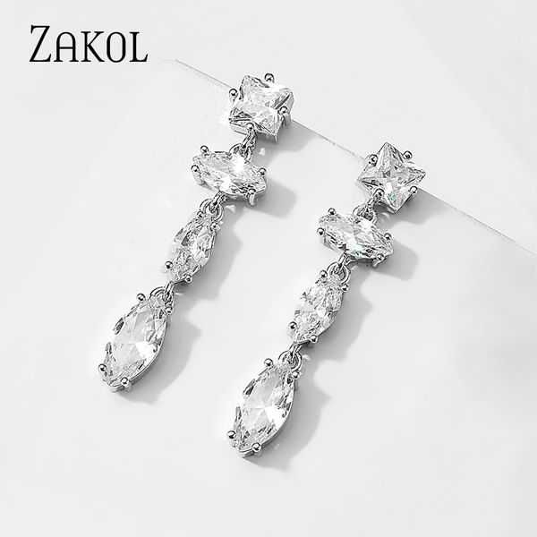 zakol exquisite wedding design marquise cut long dangle drop earrings cubic zironia brincos for women bijoux jewelry fsep2496, Silver
zakol exquisite wedding design marquise cut long dangle drop earrings cubic zironia brincos for women bijoux jewelry fsep2496, Silver