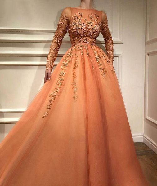 2020 orange prom dresses illusion sheer scoop neckline long sleeves evening gown lace beaded tulle a-line formal girls party dresses, Black;red
2020 orange prom dresses illusion sheer scoop neckline long sleeves evening gown lace beaded tulle a-line formal girls party dresses, Black;red