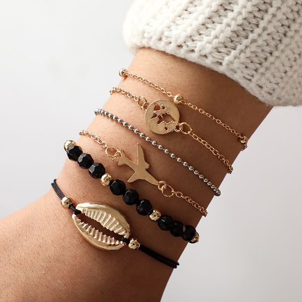 6 Pcs/Set Fashion Bracelet Gold Shell Airplane Beading Bangles For Women Jewellery Beach Party Friends Gift
6 Pcs/Set Fashion Bracelet Gold Shell Airplane Beading Bangles For Women Jewellery Beach Party Friends Gift