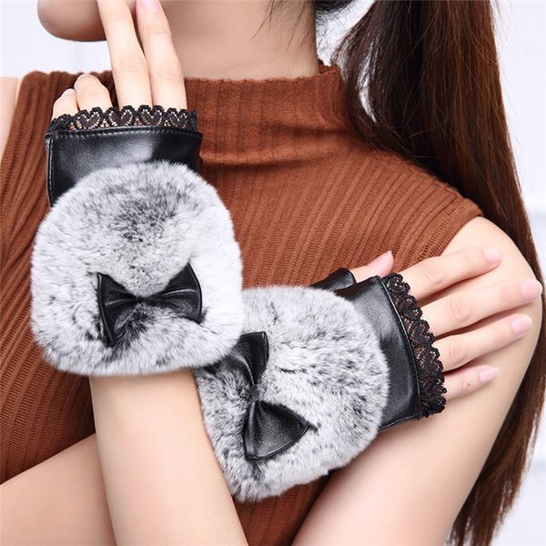five fingers gloves warm winter real genuine leather sheepskin women black bowknot fur lady fingerless mitten, Blue;gray
five fingers gloves warm winter real genuine leather sheepskin women black bowknot fur lady fingerless mitten, Blue;gray