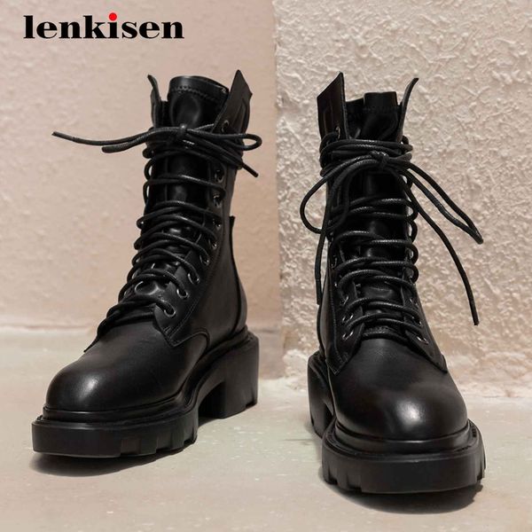 lenkisen motorcycle boots natural leather platform modern pendant thick med heel round toe zipper handsome cozy ankle boots l15, Black
lenkisen motorcycle boots natural leather platform modern pendant thick med heel round toe zipper handsome cozy ankle boots l15, Black