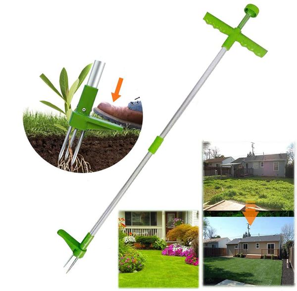 manual weeder, root removal gadget with 3 claws, gardening tool has long handle and high strength foot pedal, Silver
manual weeder, root removal gadget with 3 claws, gardening tool has long handle and high strength foot pedal, Silver