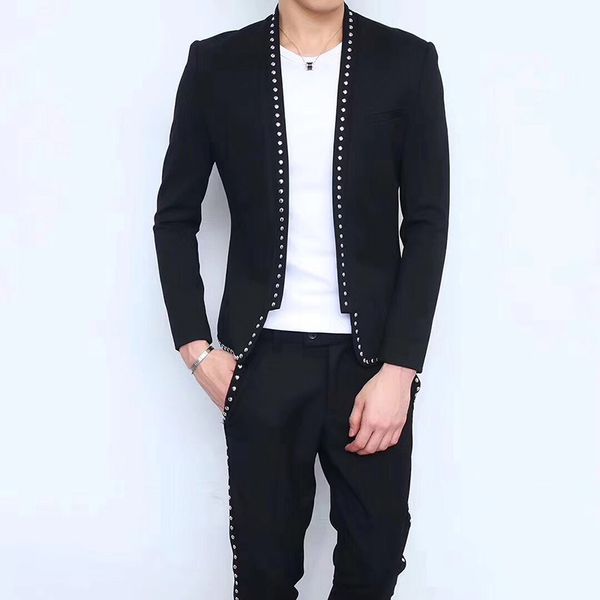 men's suits & blazers 2021 korean rivet suit hair stylist two-piece salon team overalls uniform night man, White;black
men's suits & blazers 2021 korean rivet suit hair stylist two-piece salon team overalls uniform night man, White;black