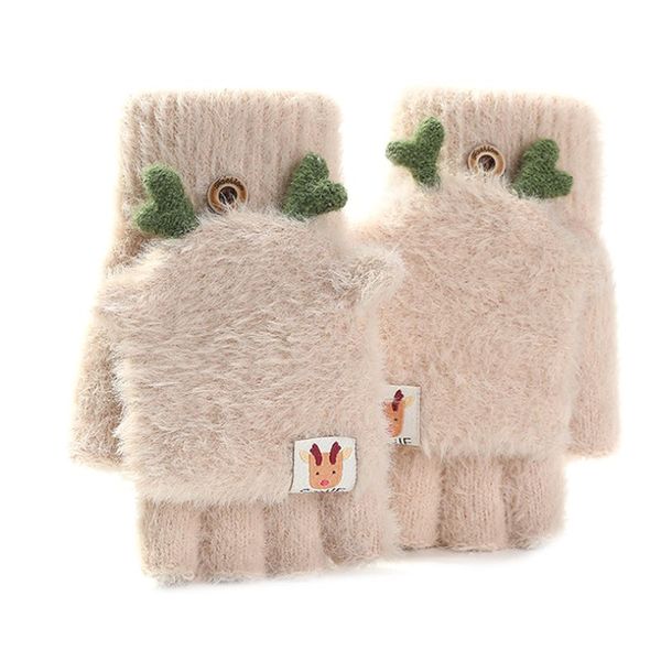 womens winter plush warm fingerless gloves christmas antlers convertible mittens lx9e, Blue;gray
womens winter plush warm fingerless gloves christmas antlers convertible mittens lx9e, Blue;gray