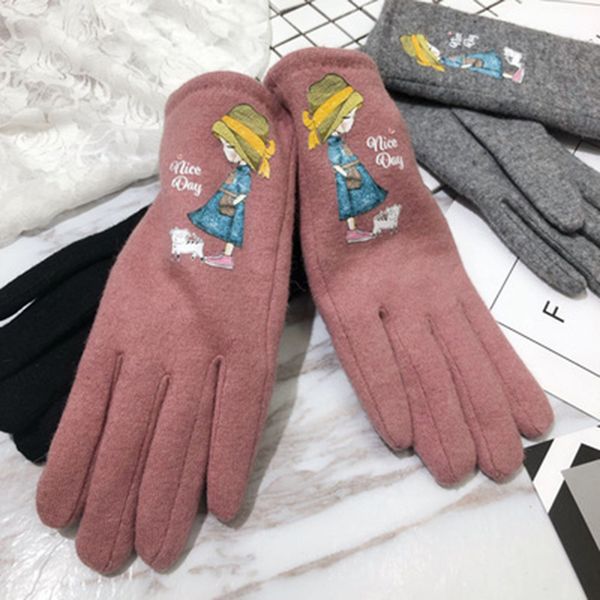 five fingers gloves female luxury cashmere full finger dotted embroidered women winter touch screen thickened driving warm h15, Blue;gray
five fingers gloves female luxury cashmere full finger dotted embroidered women winter touch screen thickened driving warm h15, Blue;gray