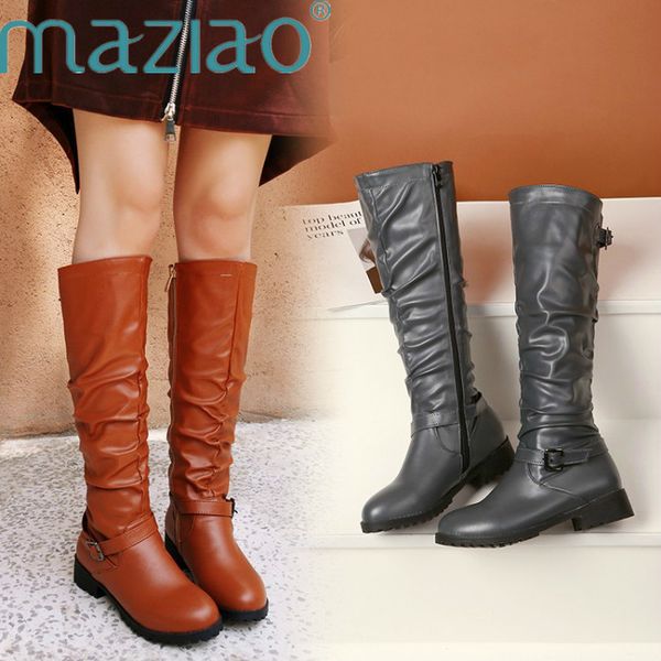 women knee high boots soft pu leather flat pleated winter boots comfortable warm fur woman long buckle women maziao, Black
women knee high boots soft pu leather flat pleated winter boots comfortable warm fur woman long buckle women maziao, Black