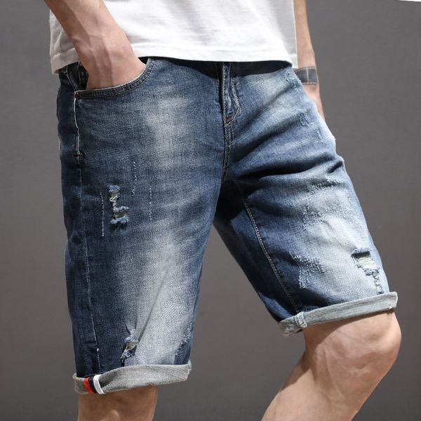 summer thin stretch denim shorts men's casual slim-fit breeches 5-point medium pants loose shorts and trousers and trousers straight 5, Blue
summer thin stretch denim shorts men's casual slim-fit breeches 5-point medium pants loose shorts and trousers and trousers straight 5, Blue
