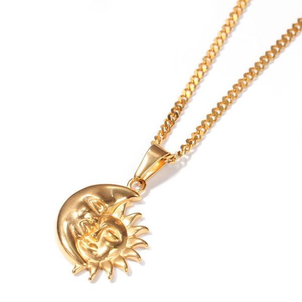 hiphop creative moon sun pendant necklace stainless steel plated gold creative necklace jewelry gift night club essential, Silver
hiphop creative moon sun pendant necklace stainless steel plated gold creative necklace jewelry gift night club essential, Silver