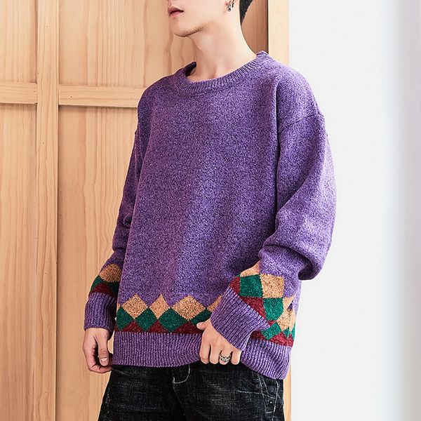 men's sweaters turtleneck men stitching color simple all-match loose harajuku chic korean male clothing knitting pullover, White;black
men's sweaters turtleneck men stitching color simple all-match loose harajuku chic korean male clothing knitting pullover, White;black