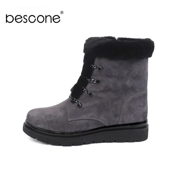 bescone ladies mid-calf boots basic winter solid kid suede shoes handmade lace-up round toe square heel women new boots bc438, Black 
bescone ladies mid-calf boots basic winter solid kid suede shoes handmade lace-up round toe square heel women new boots bc438, Black