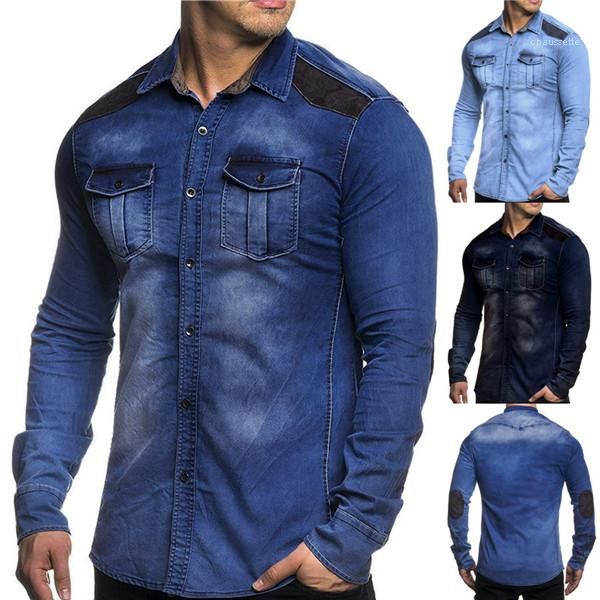 denim shirts autumn lapel neck long sleeve men clothing fashion patchwork man casual shirts plus size mens, White;black
denim shirts autumn lapel neck long sleeve men clothing fashion patchwork man casual shirts plus size mens, White;black