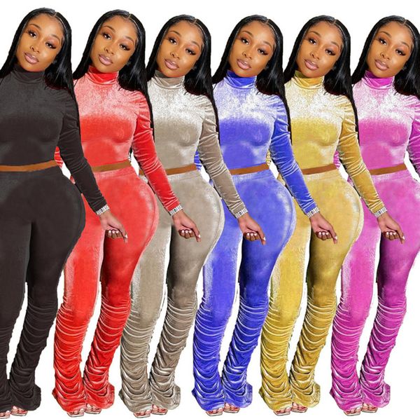 women 2 piece set velvet clothing designer fashion solid long sleeve t shirts pleated micro flared pants outfits ladies trendy suit new t11, White
women 2 piece set velvet clothing designer fashion solid long sleeve t shirts pleated micro flared pants outfits ladies trendy suit new t11, White