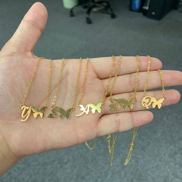 cute butterfly letter necklace women jewelry stainless steel gold color initials pendant necklace friends gifts, Silver
cute butterfly letter necklace women jewelry stainless steel gold color initials pendant necklace friends gifts, Silver