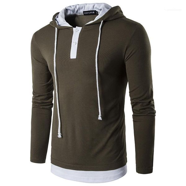 designer hoodies casual fake two piece drawstring mens hoodies fashion pullover button males clothing panelled mens, Black
designer hoodies casual fake two piece drawstring mens hoodies fashion pullover button males clothing panelled mens, Black