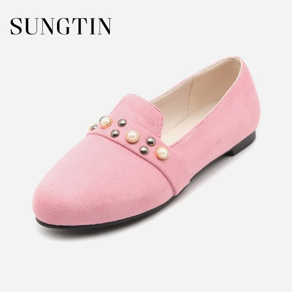 sungtin fashion pearl rivet suede flats women classic round toe handmade casual shoes spring autumn female moccasins plus size, Black
sungtin fashion pearl rivet suede flats women classic round toe handmade casual shoes spring autumn female moccasins plus size, Black