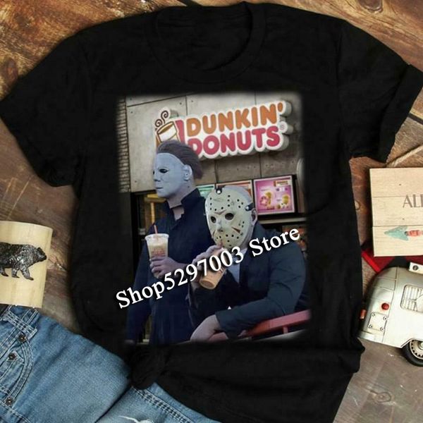 dukin' donuts jason voorhees michael myers halloween funny black t shirt. breathable tee shirt
dukin' donuts jason voorhees michael myers halloween funny black t shirt. breathable tee shirt