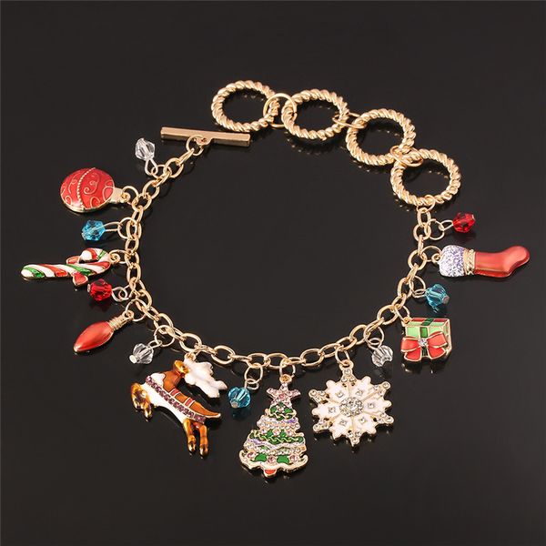 charm bracelets christmas gift bracelet pulseras elk, cane snowflake tree, stockings charms gold color women femme, Golden;silver
charm bracelets christmas gift bracelet pulseras elk, cane snowflake tree, stockings charms gold color women femme, Golden;silver