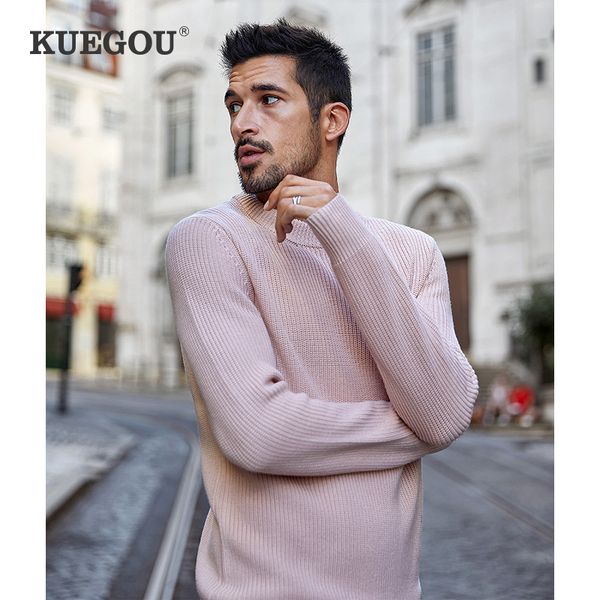 kuegou autumn winter clothing cotton men's sweaters solid color warm fashion pullover sweater men plus size az-32002, White;black 
kuegou autumn winter clothing cotton men's sweaters solid color warm fashion pullover sweater men plus size az-32002, White;black