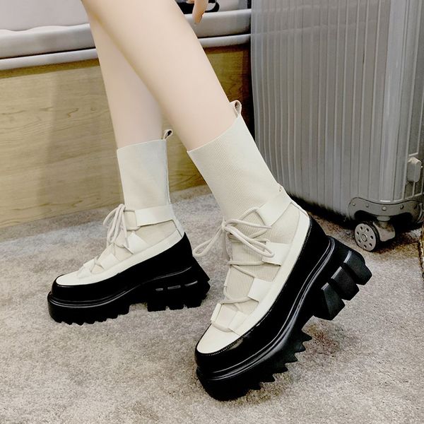 autumn new fashion knit sock boots women pu wedge platform ankle boots woman british style thick-soled short botas nice, Black
autumn new fashion knit sock boots women pu wedge platform ankle boots woman british style thick-soled short botas nice, Black