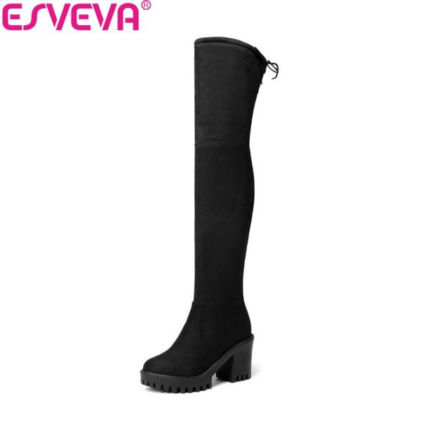 boots esveva 2021 suede/pu fashion women round toe zipper over the knee synthetic solid ladies long size 34-43, Black
boots esveva 2021 suede/pu fashion women round toe zipper over the knee synthetic solid ladies long size 34-43, Black