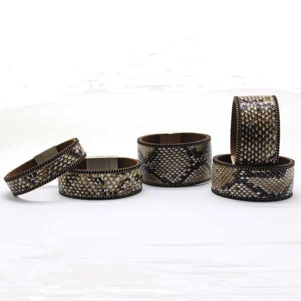 snake/python skin pattern leather bracelets for women trendy cowhide leather magnet clasp bracelets female jewelry gift, Golden;silver
snake/python skin pattern leather bracelets for women trendy cowhide leather magnet clasp bracelets female jewelry gift, Golden;silver
