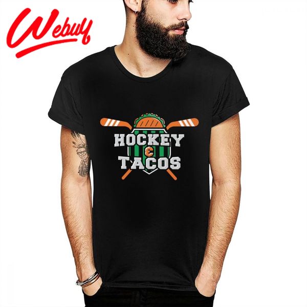 for male t shirt ice hockey and tacos soft cotton summer t-shirt