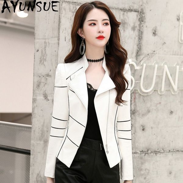 ayunsue women's leather jacket short spring autumn pu leather coat female faux jackets women slim fit 2020 kj4765, Black
ayunsue women's leather jacket short spring autumn pu leather coat female faux jackets women slim fit 2020 kj4765, Black