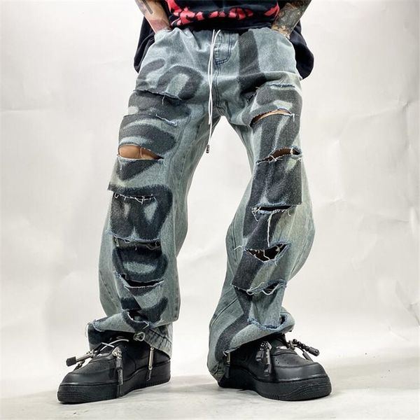 new graffiti letter print casual baggy denim jeans hip hop hipster streetwear hole pants men fashion punk rock trousers male, Blue
new graffiti letter print casual baggy denim jeans hip hop hipster streetwear hole pants men fashion punk rock trousers male, Blue