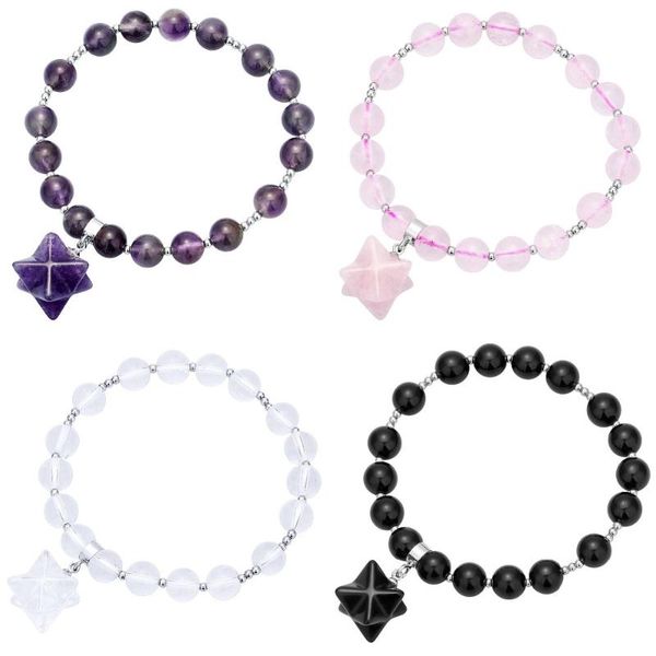 sunyik 8mm stones beads healing crystal stretch bracelet with merkaba star charm 7" unisex, Black
sunyik 8mm stones beads healing crystal stretch bracelet with merkaba star charm 7" unisex, Black