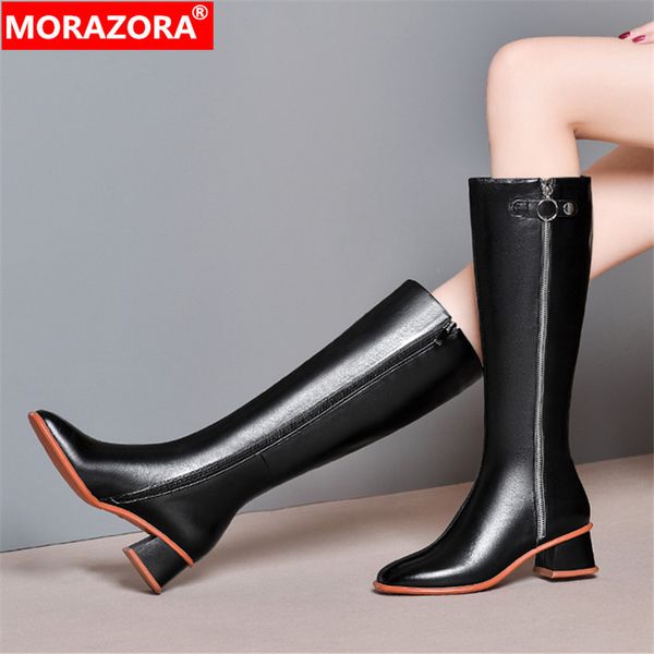morazora 2020 new brand genuine leather knee high boots med heels square toe ladies shoes winter women boots, Black
morazora 2020 new brand genuine leather knee high boots med heels square toe ladies shoes winter women boots, Black
