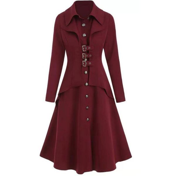 women's cape sagace high waist ladies' autumn winter fashion lapel button long sleeves swing banquet parties windbreaker jacket, Black
women's cape sagace high waist ladies' autumn winter fashion lapel button long sleeves swing banquet parties windbreaker jacket, Black