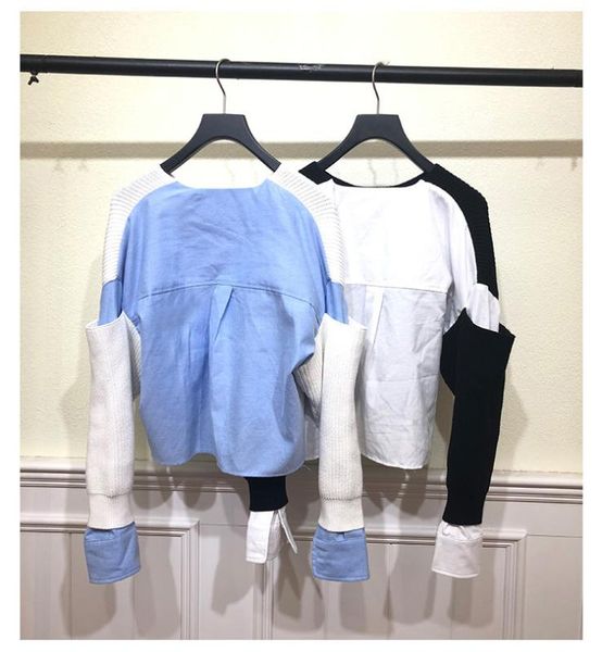 fake two piece womens shirt patchwork sweater o-neck long sleeve autumn winter knitted jumper female short pullover top, White;black
fake two piece womens shirt patchwork sweater o-neck long sleeve autumn winter knitted jumper female short pullover top, White;black