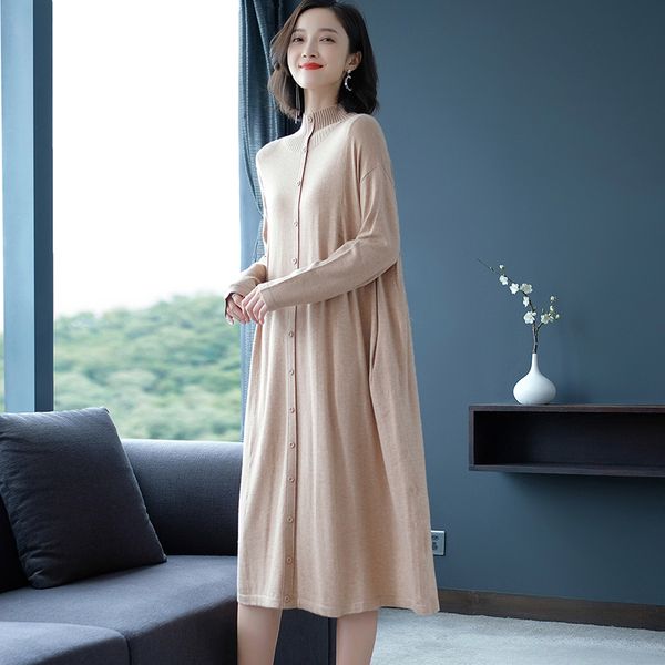 women long knit dress 2020 autmn winter turtleneck long sleeve solid loose knitted soft cashmere sweater wool dress, Black;gray
women long knit dress 2020 autmn winter turtleneck long sleeve solid loose knitted soft cashmere sweater wool dress, Black;gray
