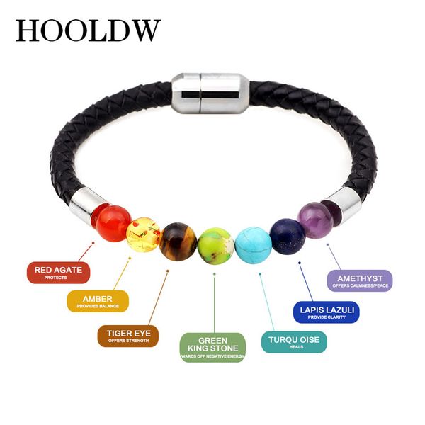 hooldw 7 reiki chakra healing bracelet natural stone beads bracelets braided genuine leather bracelets bangles for men women, Black
hooldw 7 reiki chakra healing bracelet natural stone beads bracelets braided genuine leather bracelets bangles for men women, Black