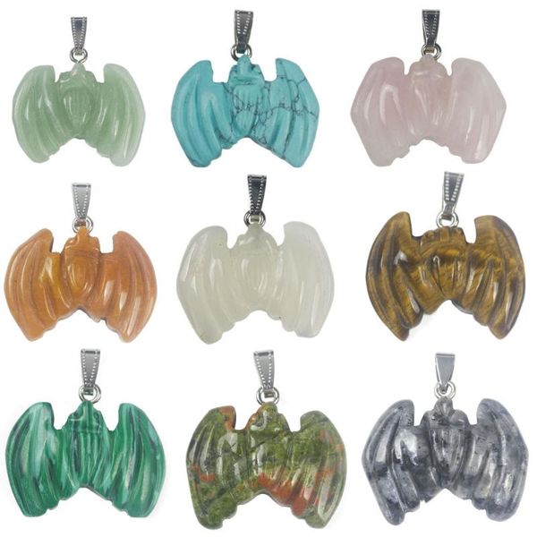 natural semi-precious stone charms women jewelry making agates crystal carved bat halloween pendant for diy necklace accessories, Bronze;silver
natural semi-precious stone charms women jewelry making agates crystal carved bat halloween pendant for diy necklace accessories, Bronze;silver