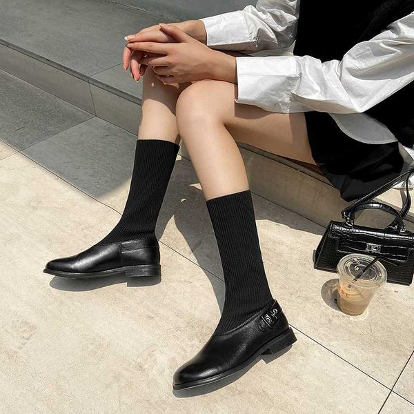 vintage genuine leather knitting women's boots thick low heels heels mid-calf boots autumn working party shoes woman, Black
vintage genuine leather knitting women's boots thick low heels heels mid-calf boots autumn working party shoes woman, Black