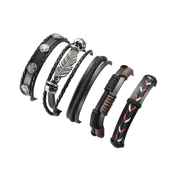 vintage leaf feather multilayer leather bracelet men fashion braided handmade star rope wrap bracelets & bangles male gift, Golden;silver
vintage leaf feather multilayer leather bracelet men fashion braided handmade star rope wrap bracelets & bangles male gift, Golden;silver
