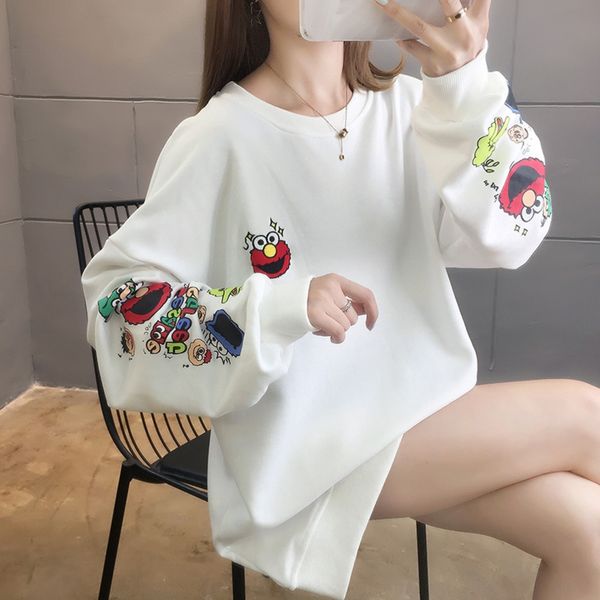 6535 fish scales 2020 autumn new loose round neck card fun embroidery long embroidered sweater sleeve sweater women's ins xcpch, Black
6535 fish scales 2020 autumn new loose round neck card fun embroidery long embroidered sweater sleeve sweater women's ins xcpch, Black