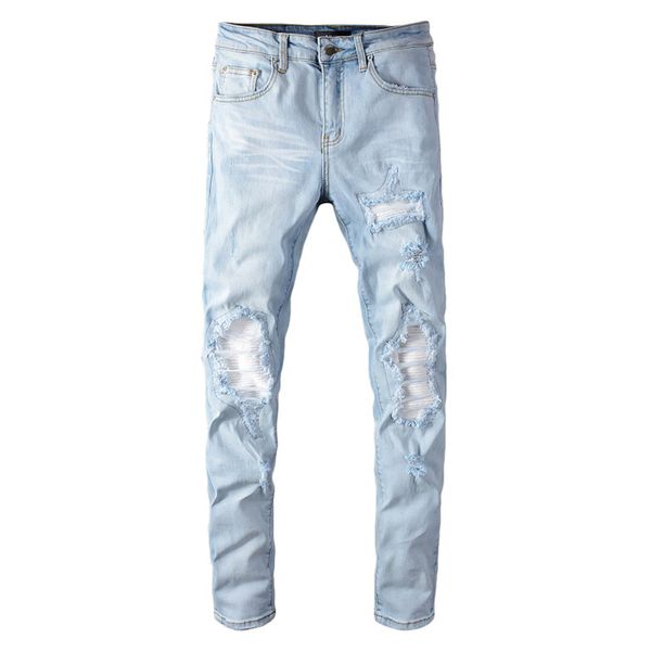 men's jeans designer stripe painted blue fashion slim skinny holes patchwork stretch denim pants for man big size 40 624
men's jeans designer stripe painted blue fashion slim skinny holes patchwork stretch denim pants for man big size 40 624